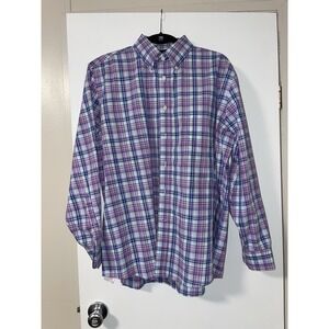 Mens Polo Ralph Lauren Dress Shirt 17 1/2 34 35 Purple Plaid Button Cotton NWOT